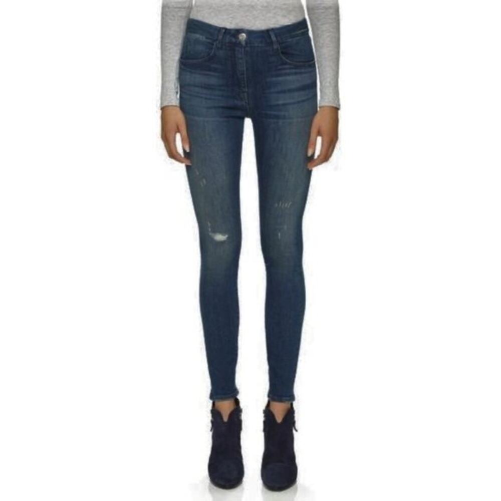 3X1 NYC Delta Dark Wash Distressed High Waisted Skinny Jeans Size 26